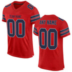 Custom Scarlet Navy-Light Gray Mesh Authentic Football Jersey