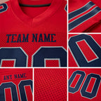 Custom Scarlet Navy-Light Gray Mesh Authentic Football Jersey detail