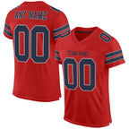 Custom Scarlet Navy-Light Gray Mesh Authentic Football Jersey photo 1