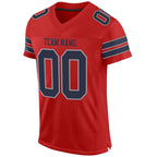 Custom Scarlet Navy-Light Gray Mesh Authentic Football Jersey photo 2