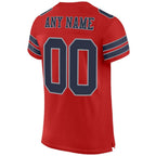 Custom Scarlet Navy-Light Gray Mesh Authentic Football Jersey photo 3