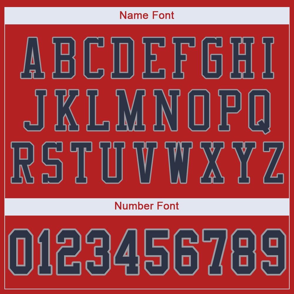 Custom Scarlet Navy-Light Gray Mesh Authentic Football Jersey photo 4