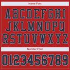 Custom Scarlet Navy-Light Gray Mesh Authentic Football Jersey photo 4