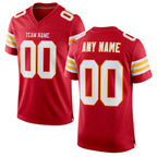 Custom Scarlet White-Gold Mesh Authentic Football Jersey
