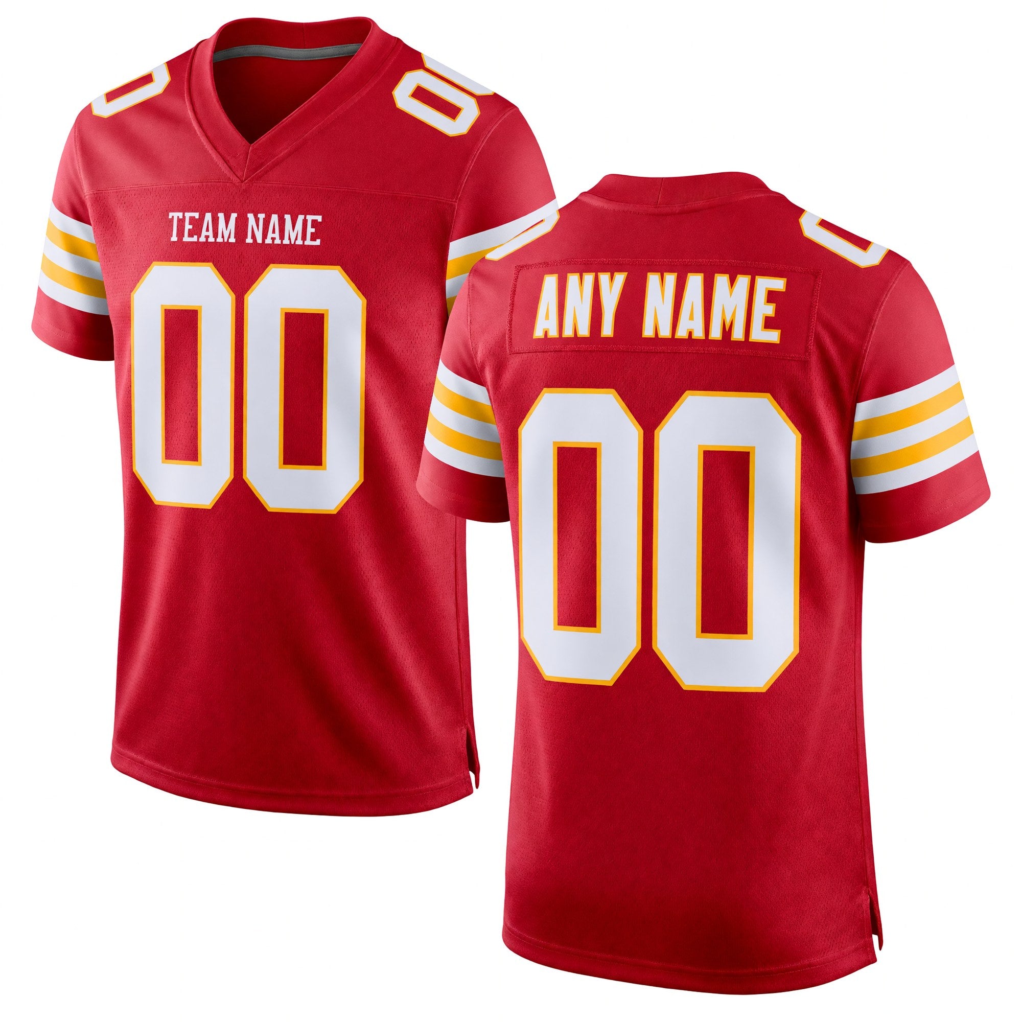Custom Scarlet White-Gold Mesh Authentic Football Jersey