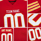 Custom Scarlet White-Gold Mesh Authentic Football Jersey detail