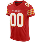 Custom Scarlet White-Gold Mesh Authentic Football Jersey photo 2