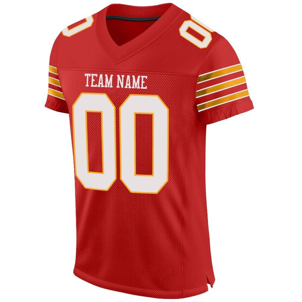 Custom Scarlet White-Gold Mesh Authentic Football Jersey photo 2