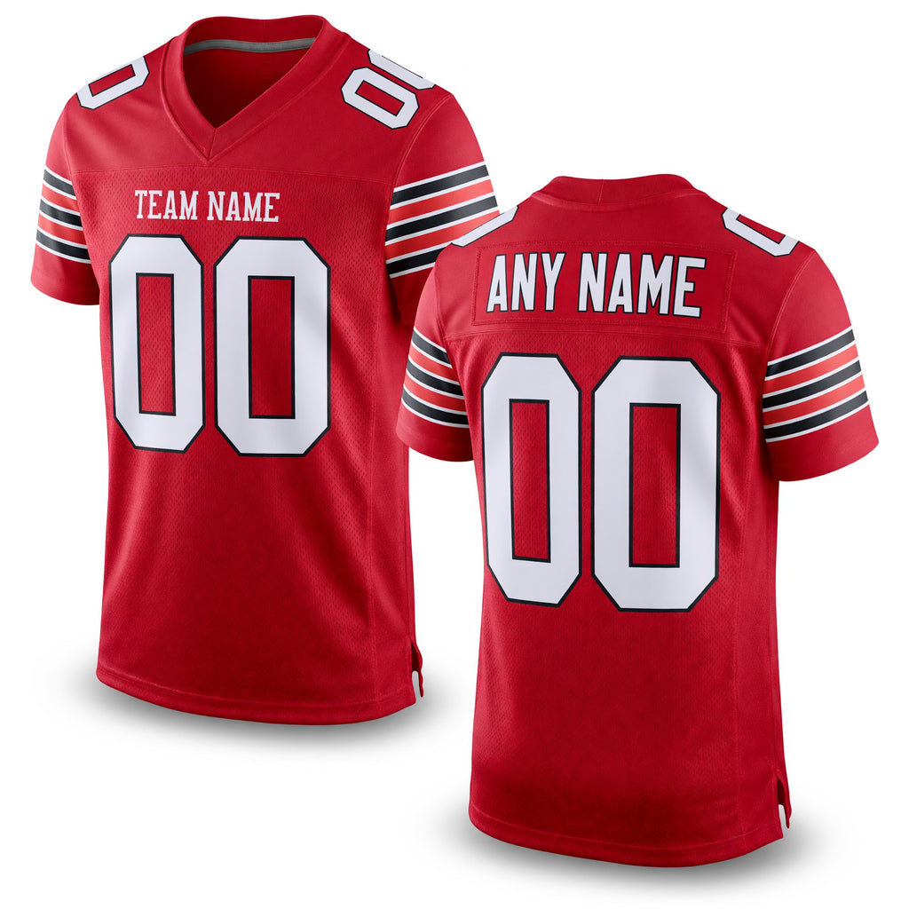 Custom Scarlet White-Black Mesh Authentic Football Jersey