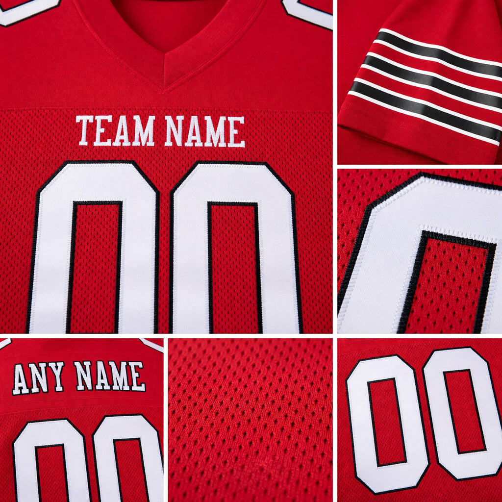 Custom Scarlet White-Black Mesh Authentic Football Jersey detail