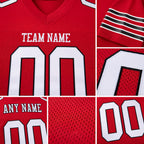 Custom Scarlet White-Black Mesh Authentic Football Jersey detail