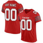 Custom Scarlet White-Black Mesh Authentic Football Jersey photo 1