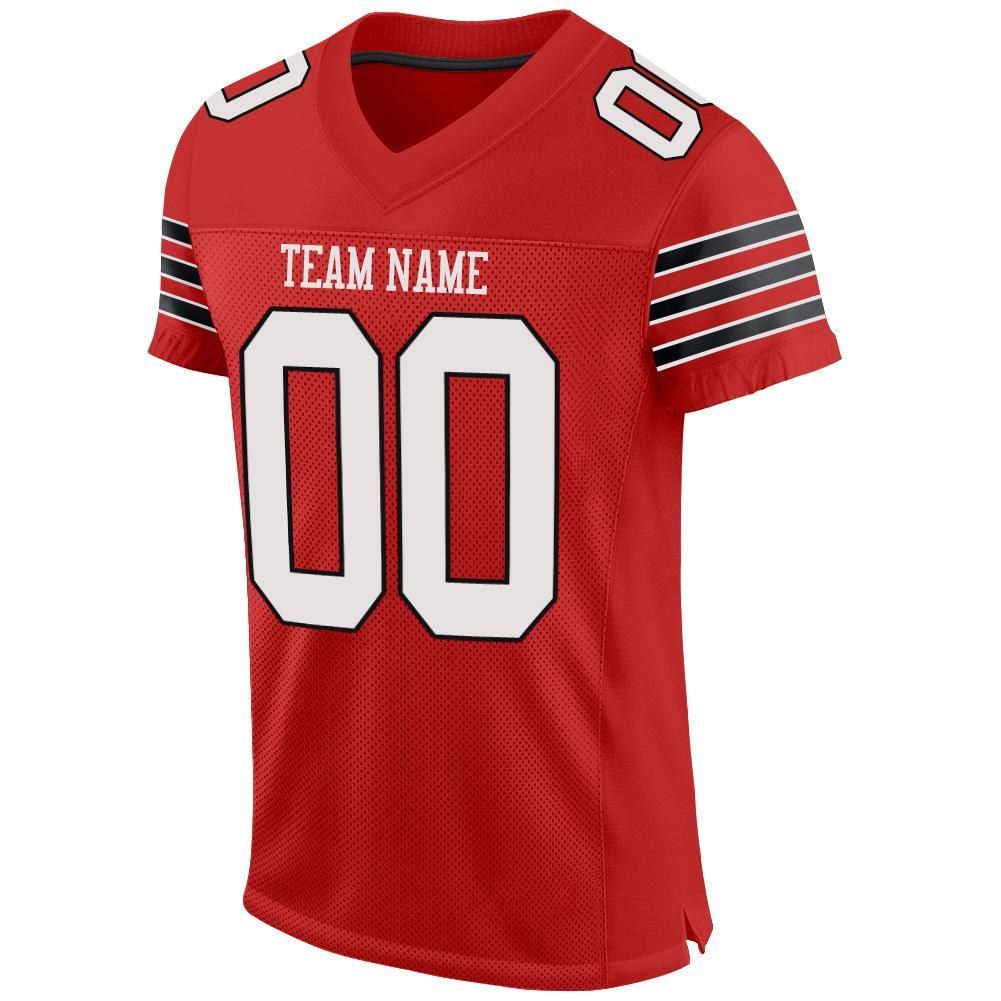 Custom Scarlet White-Black Mesh Authentic Football Jersey photo 2