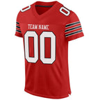 Custom Scarlet White-Black Mesh Authentic Football Jersey photo 2