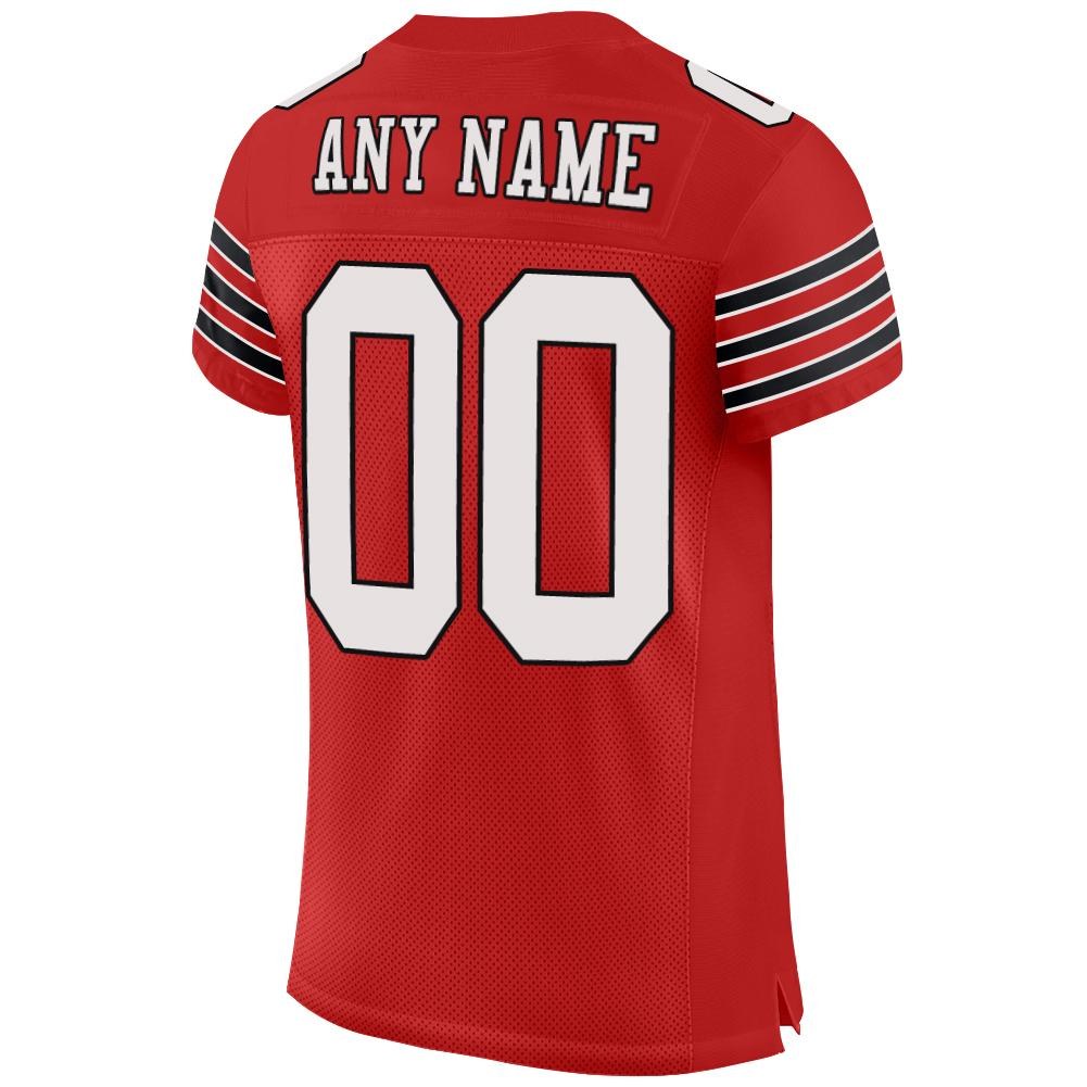 Custom Scarlet White-Black Mesh Authentic Football Jersey photo 3