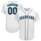 Custom White Navy-Teal Baseball Jersey photo 1