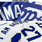 Custom White Navy-Teal Baseball Jersey photo 5