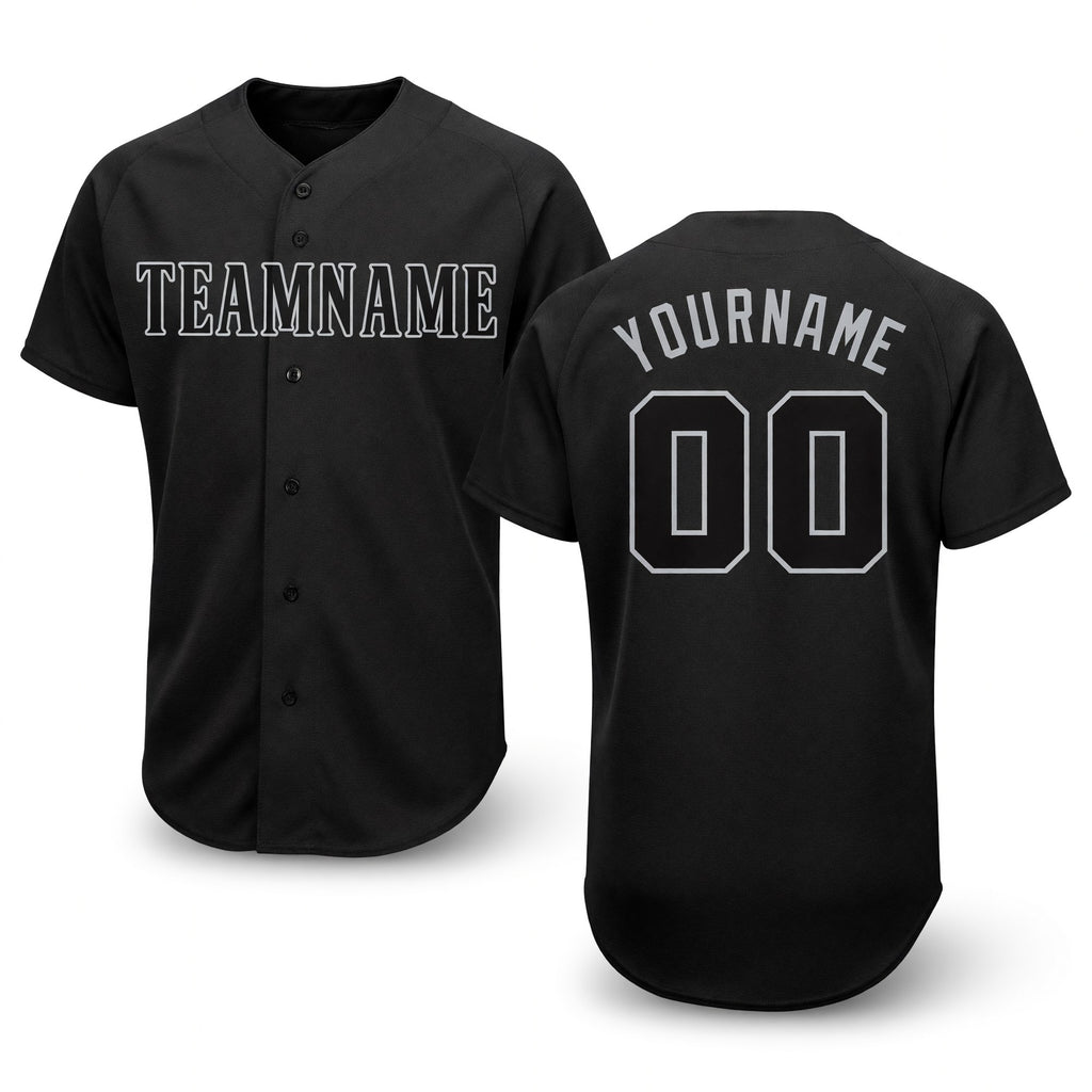 Custom Black Gray Baseball Jersey