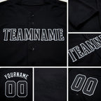 Custom Black Gray Baseball Jersey detail