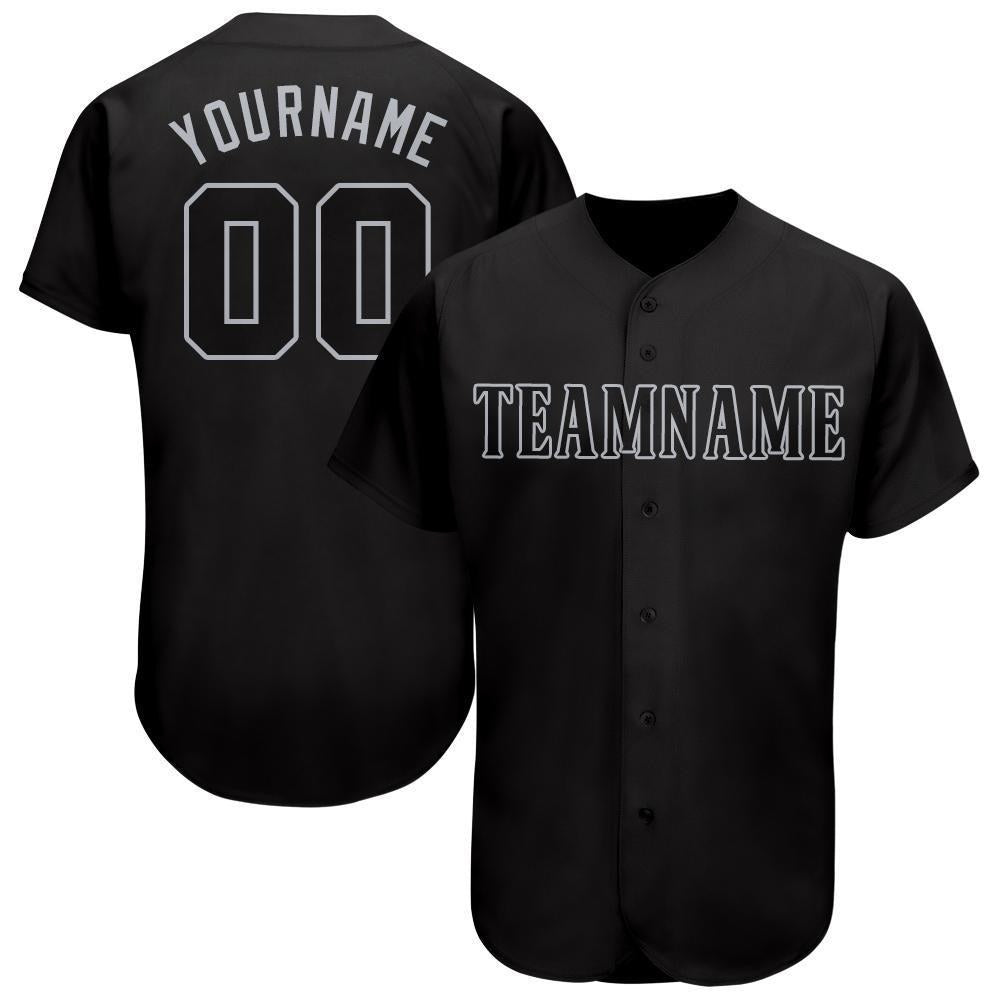 Custom Black Gray Baseball Jersey photo 1