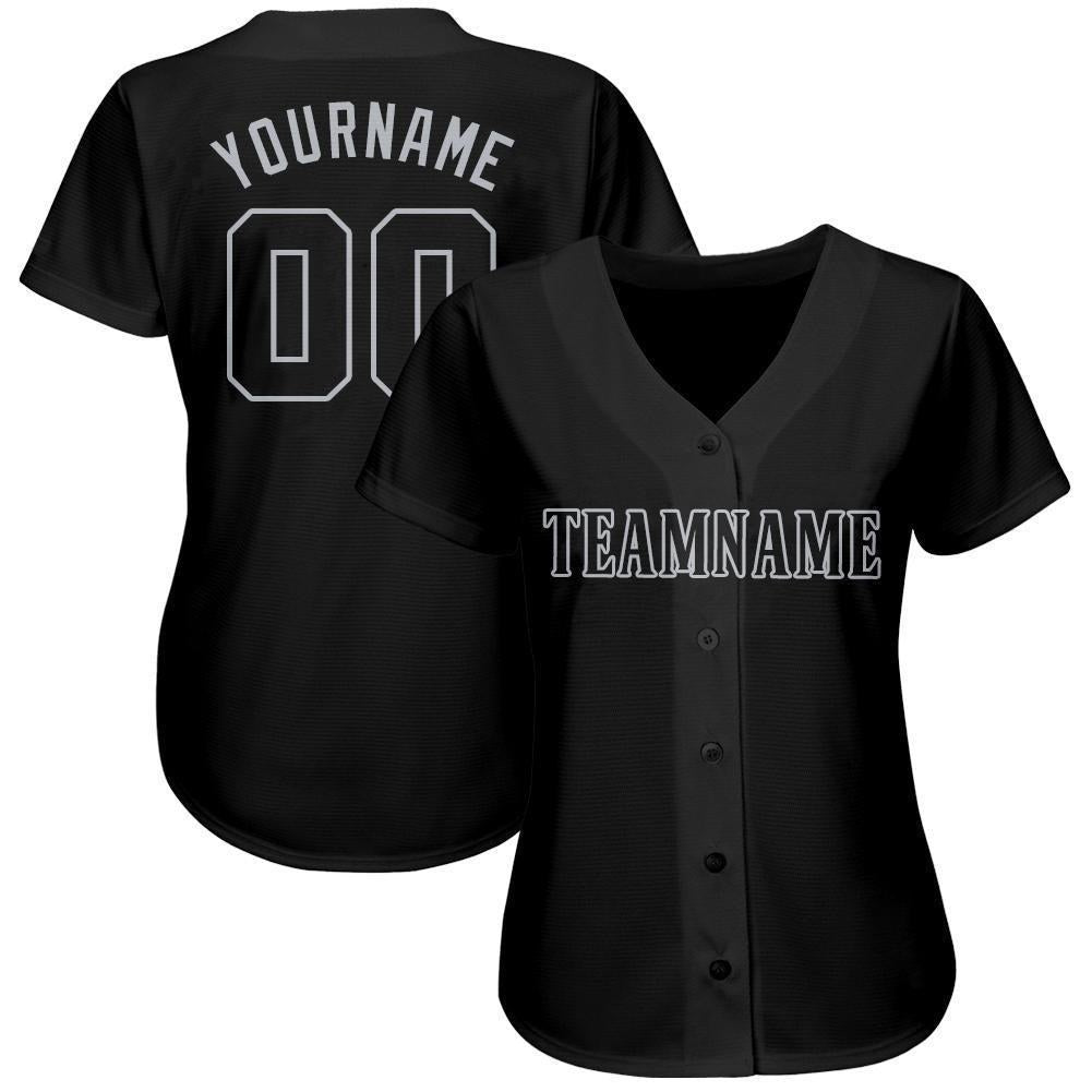 Custom Black Gray Baseball Jersey photo 2
