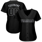 Custom Black Gray Baseball Jersey photo 2