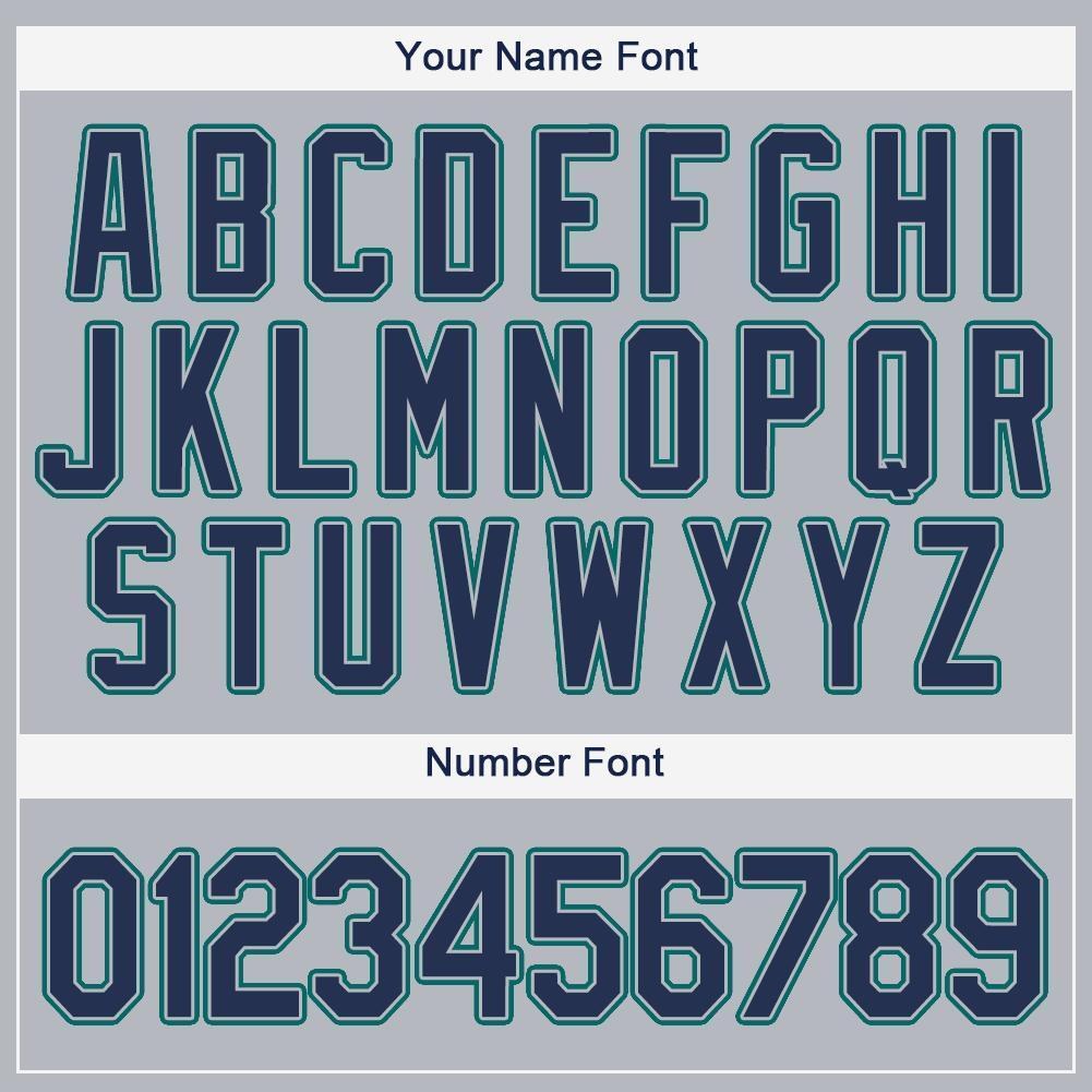 Custom Gray Navy-Teal Baseball Jersey photo 3