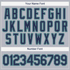 Custom Gray Navy-Teal Baseball Jersey photo 3