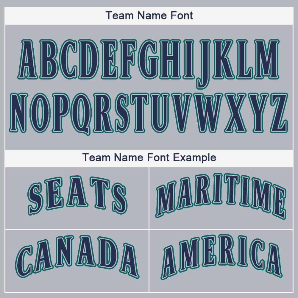 Custom Gray Navy-Teal Baseball Jersey photo 4