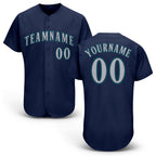 Custom Navy Gray-Teal Baseball Jersey