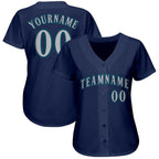 Custom Navy Gray-Teal Baseball Jersey photo 2