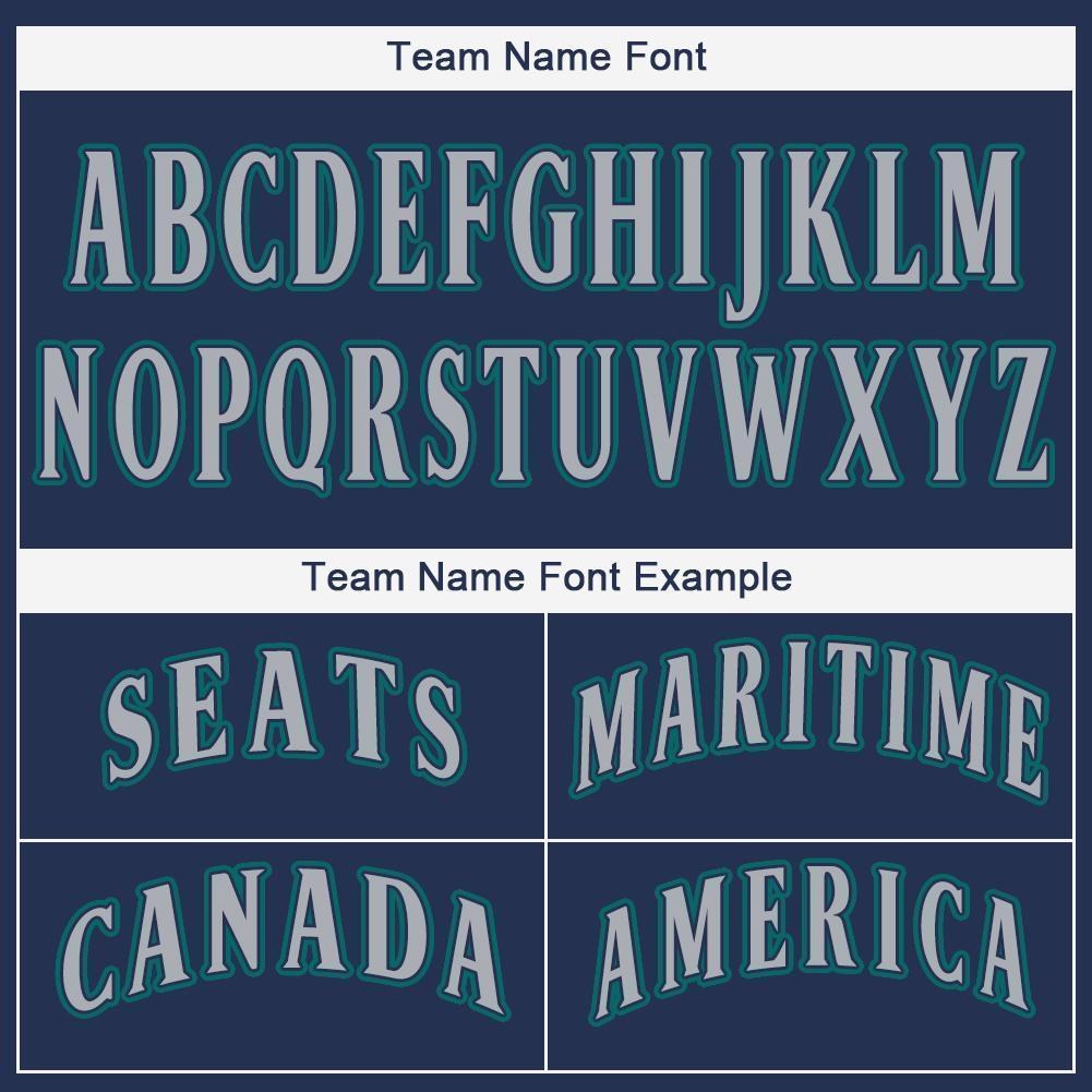 Custom Navy Gray-Teal Baseball Jersey photo 4