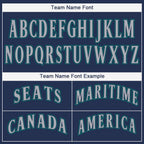 Custom Navy Gray-Teal Baseball Jersey photo 4