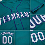 Custom Teal Gray-Navy Baseball Jersey detail