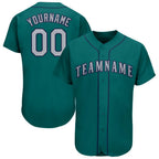 Custom Teal Gray-Navy Baseball Jersey photo 1