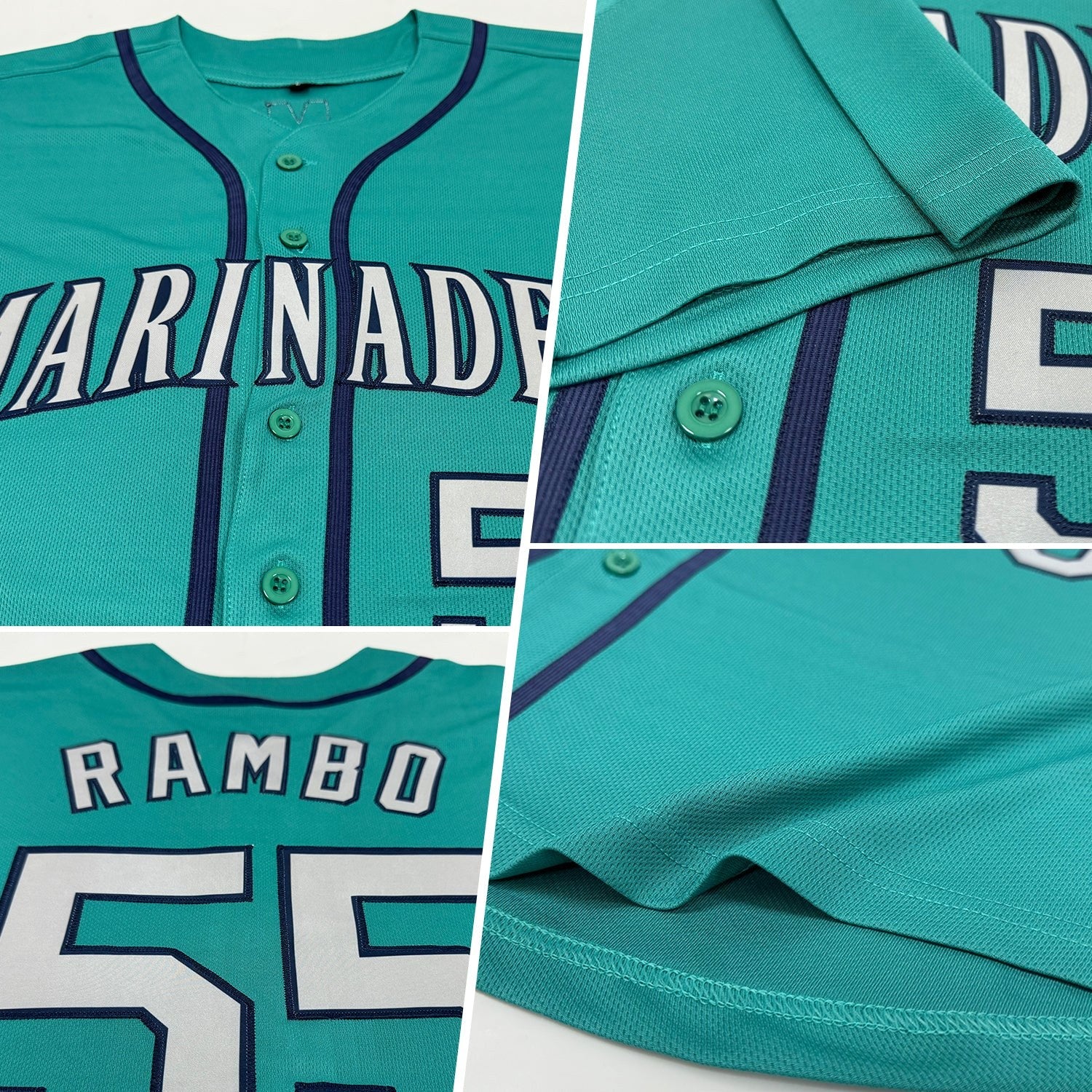Custom Teal Gray-Navy Baseball Jersey photo 2
