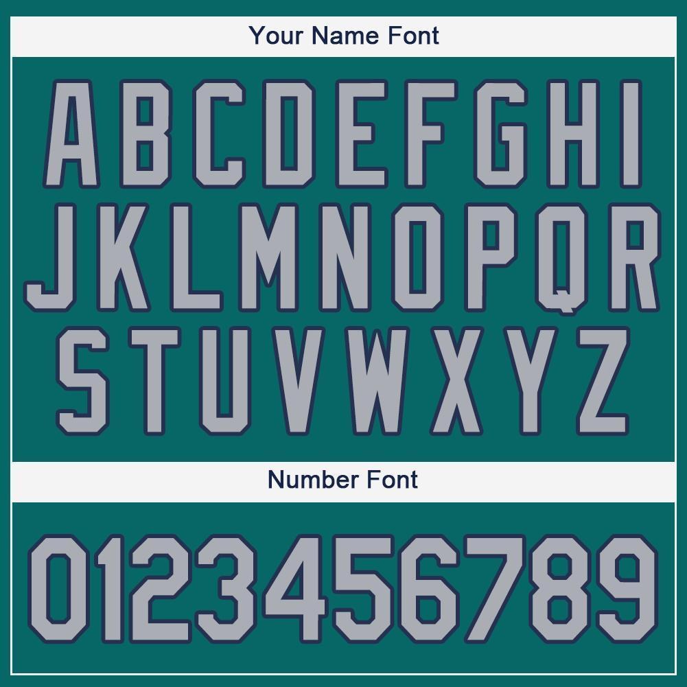 Custom Teal Gray-Navy Baseball Jersey photo 4