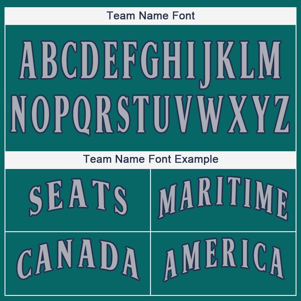 Custom Teal Gray-Navy Baseball Jersey photo 5