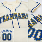 Custom Cream Royal-Gold Baseball Jersey detail