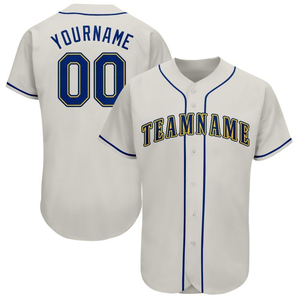 Custom Cream Royal-Gold Baseball Jersey photo 1