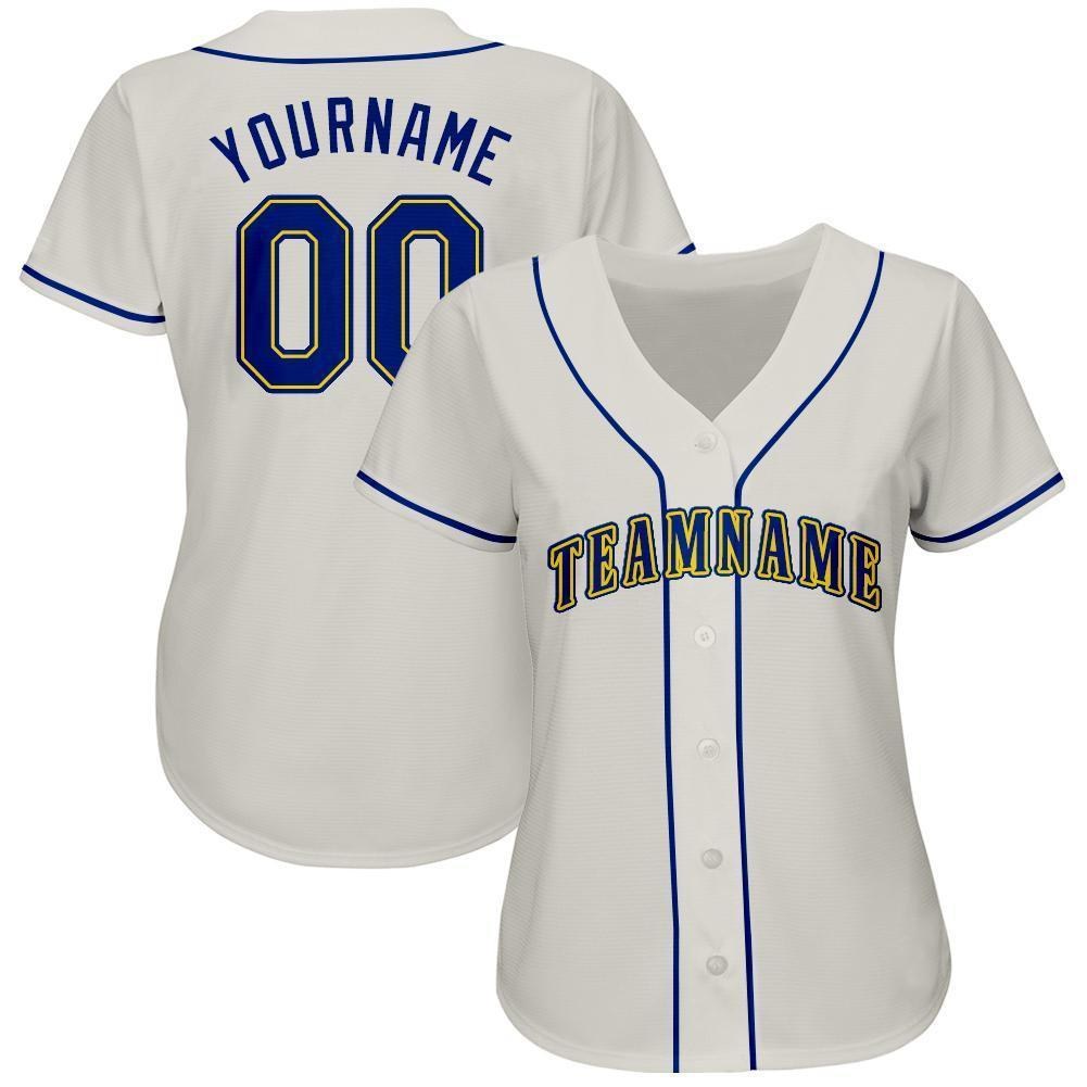 Custom Cream Royal-Gold Baseball Jersey photo 2