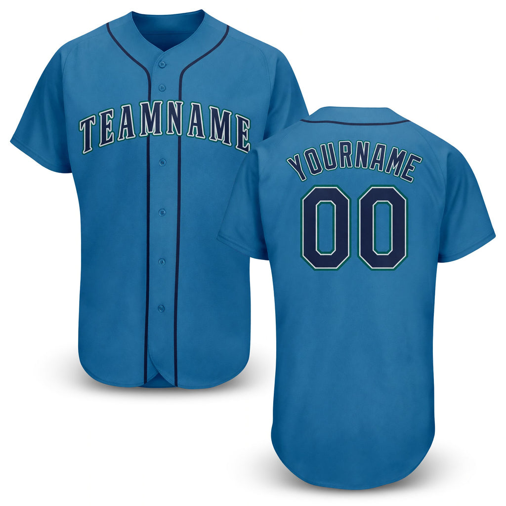 Custom Light Blue Navy-Teal Baseball Jersey