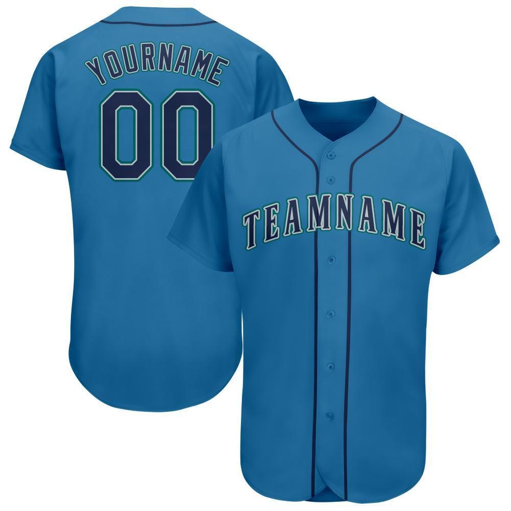 Custom Light Blue Navy-Teal Baseball Jersey photo 1