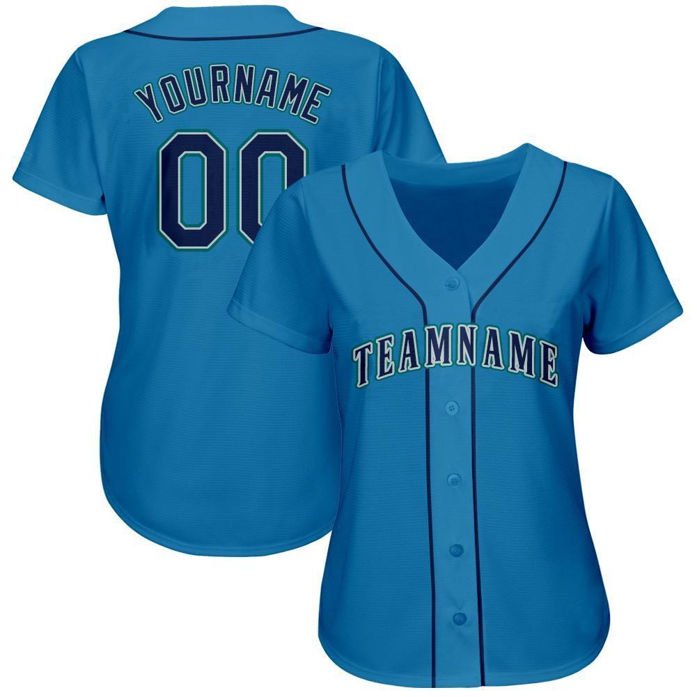 Custom Light Blue Navy-Teal Baseball Jersey photo 2