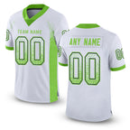 Custom White Neon Green-Navy Drift Fashion Football Jersey