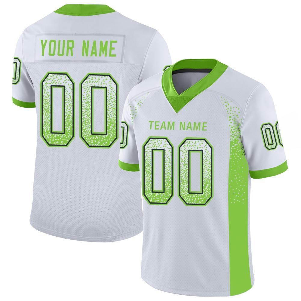 Custom White Neon Green-Navy Drift Fashion Football Jersey photo 1