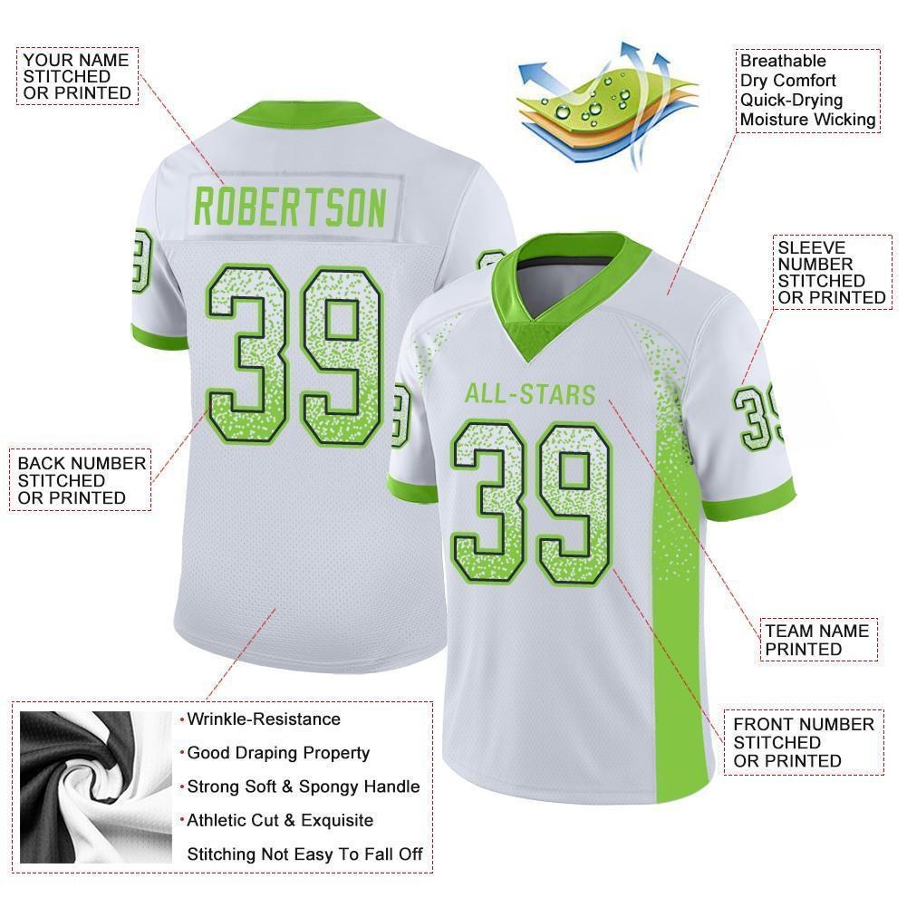 Custom White Neon Green-Navy Drift Fashion Football Jersey photo 2