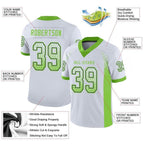 Custom White Neon Green-Navy Drift Fashion Football Jersey photo 2