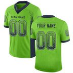 Custom Neon Green Navy-Gray Drift Fashion Football Jersey