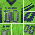 Custom Neon Green Navy-Gray Drift Fashion Football Jersey detail